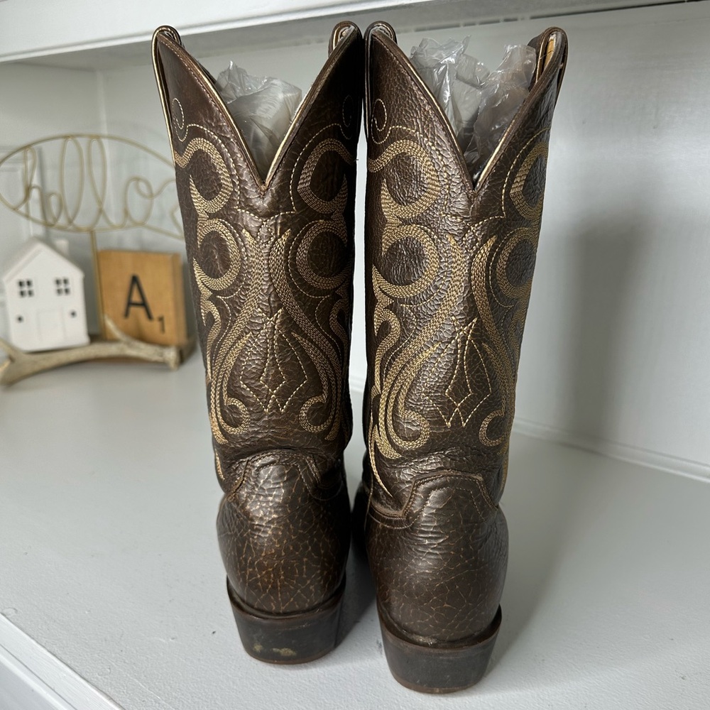Shyanne Women’s 10M Gold Metallic Western Cowboy Boots Distressed Brown Leather - Picture 5 of 8